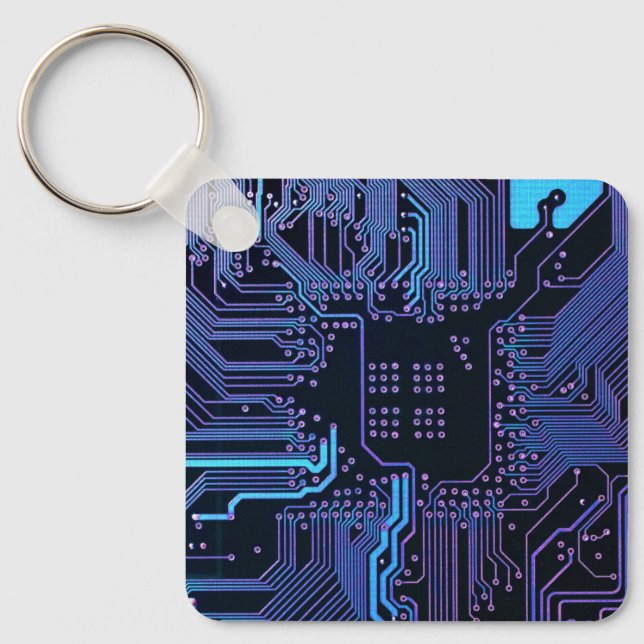Geek Out Nerd PCB Blue Electronic Circuit Board Schlüsselanhänger (Vorderseite)