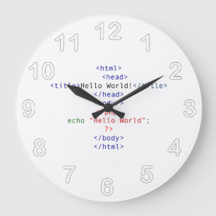 Geek php Greeting Große Wanduhr