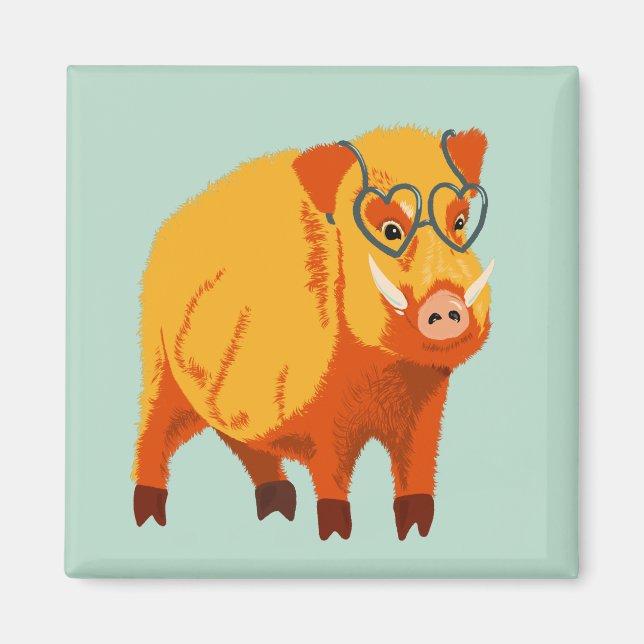 Geek Pig Funny Boar Wild Animal Magnet (Vorne)