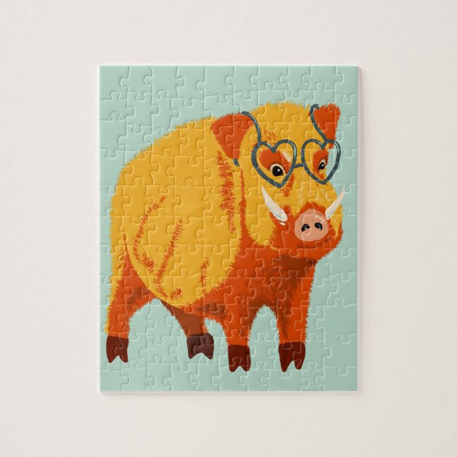 Geek Pig Funny Boar Wild Animal Puzzle (Vertikal)