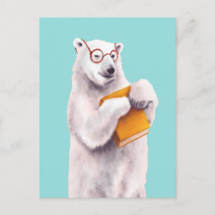 Geek Polar Bear Reading Postkarte