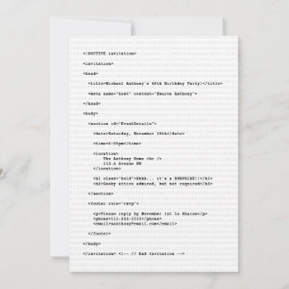 Geek Programmer HTML Code Geburtstagseinladung Einladung