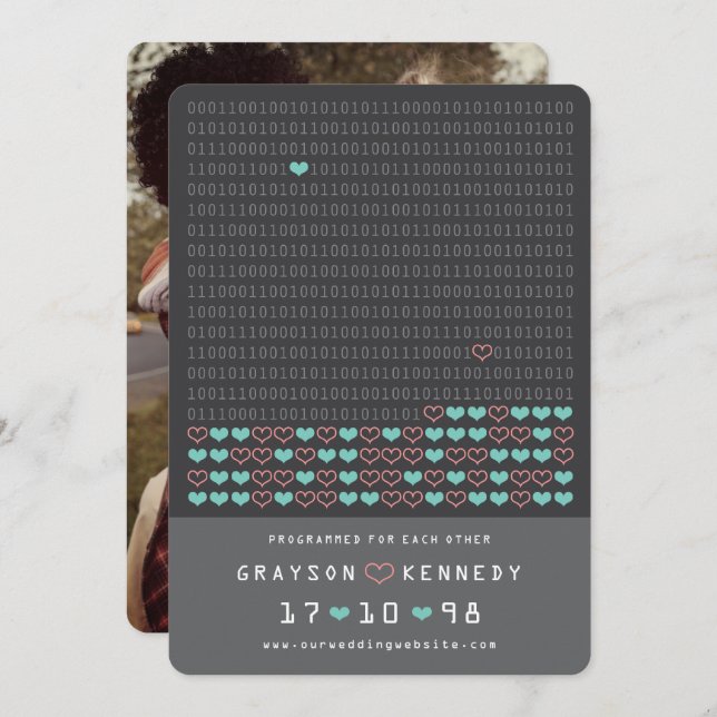 Geek programmiert für Liebe Binärkode Save the Dat Save The Date (Vorne/Hinten)