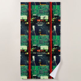 Geek robotic gedruckte Schalttafel elektronisch Co Strandtuch