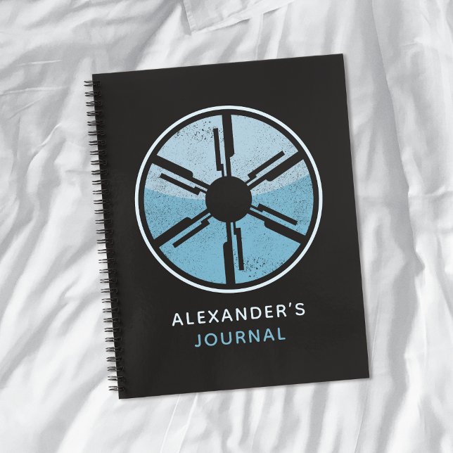 Geek Sci Fi Distrestic Space Blue Ombre Notizbuch (Von Creator hochgeladen)