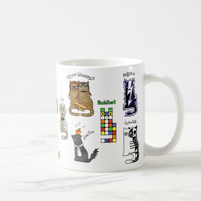 Geek Science Cats. Entdeckungen. Physik, Chemie Kaffeetasse (Rechts)