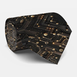 Geekige schwarze und goldene Computer-Schaltplatin Krawatte