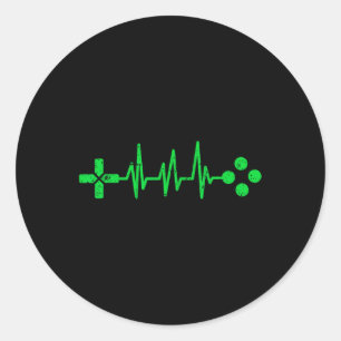 Geeks Heartbeat Gaming Runder Aufkleber