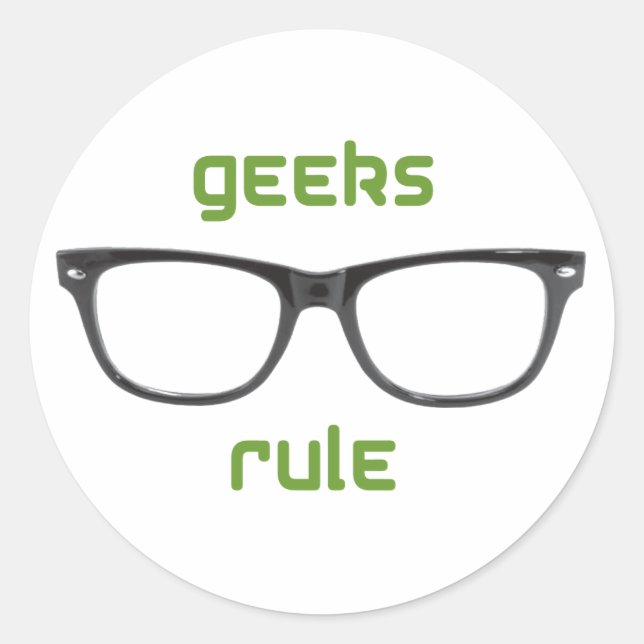 Geeks Rule Eyeglasses Runder Aufkleber (Vorderseite)