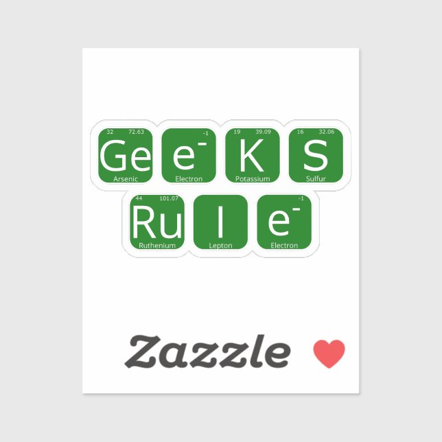 Geeks Rule Periodic Table Slogan Aufkleber (Blatt)