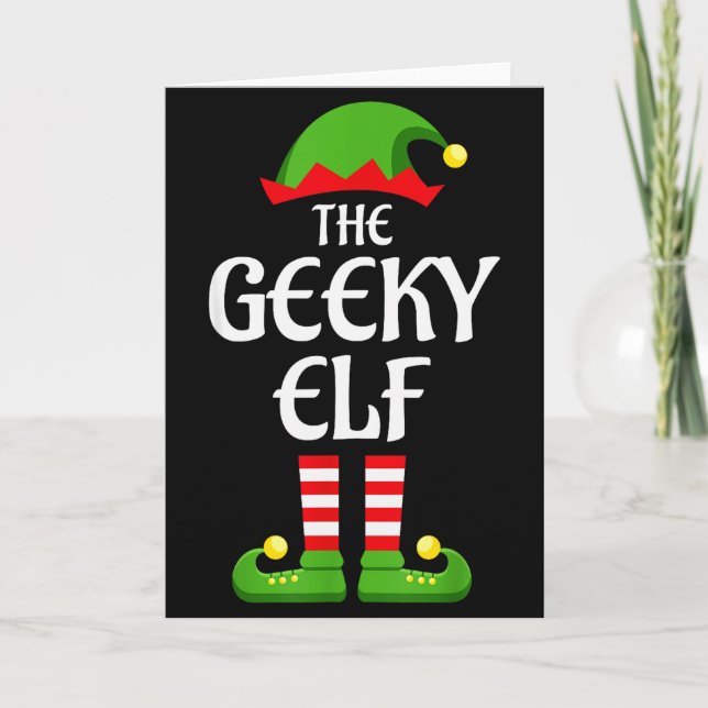 Geeky Elf Family Matching Group Christmas Geek  Karte (Vorderseite)