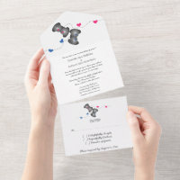 Geeky Gamers All in One Wedite Einladung | Rosa/Bl