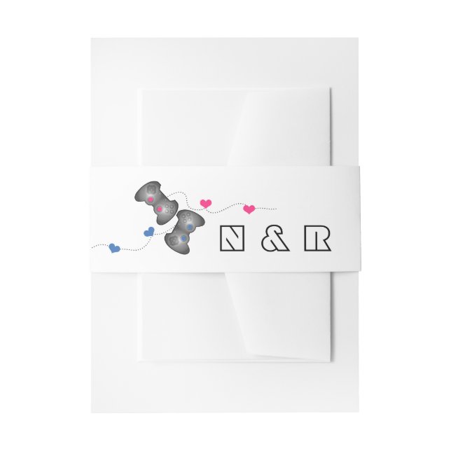 Geeky Gamers Wedding Belly Bands Pink Blue Einladungsbanderole (Vorderseite Beispiel)