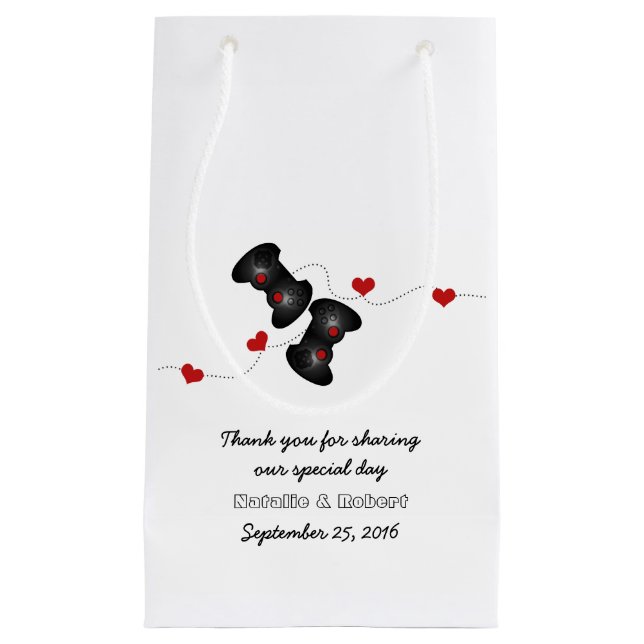 Geeky Gamers Wedding Gift Bag Dark Kleine Geschenktüte (Vorderseite)
