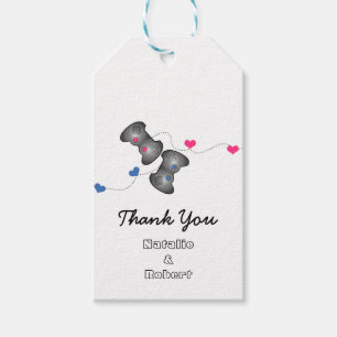 Geeky Gamers Wedding Gift Tags Pink Blue Geschenkanhänger