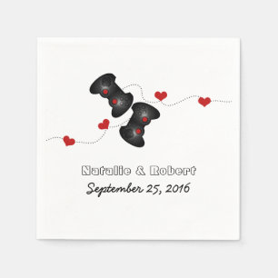 Geeky Gamers Wedding Paper Napkins Dark Serviette