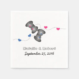 Geeky Gamers Wedding Paper Napkins Pink Blue Serviette
