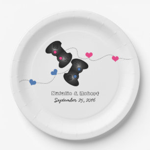 Geeky Gamers Wedding Paper Tellers Dark Pink Blue Pappteller