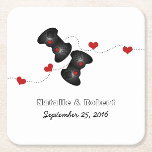 Geeky Gamers Wedding Paper Untersetzer Dark