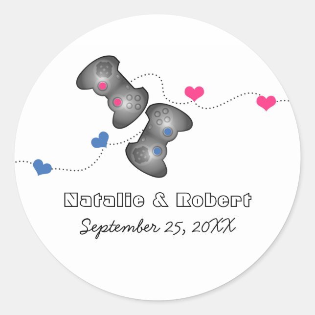 Geeky Gamers Wedding Stickers (Vorderseite)