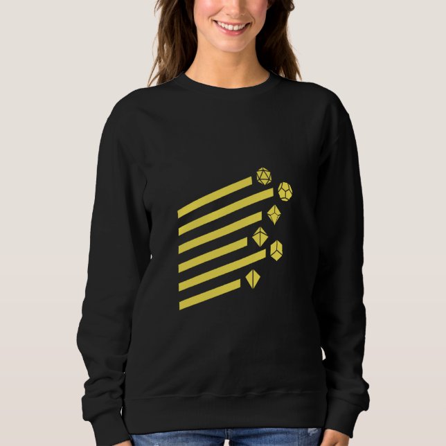 Geeky Geometric Yellow Polyhedral D20 Dice Set Sweatshirt (Vorderseite)