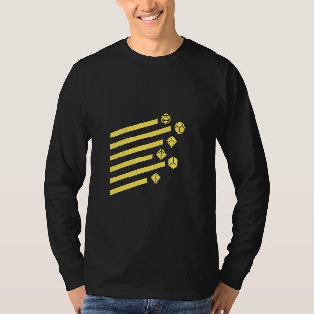 Geeky Geometric Yellow Polyhedral D20 Dice Set T-Shirt (Vorderseite)