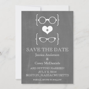 Geeky Glasses Chalkboard Save the Date einladen Einladung