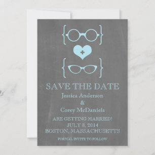 Geeky Glasses Chalkboard Save the Date einladen Einladung
