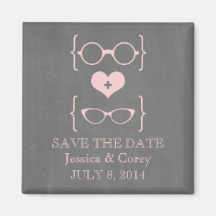 Geeky Glasses Chalkboard Save the Date Magnet