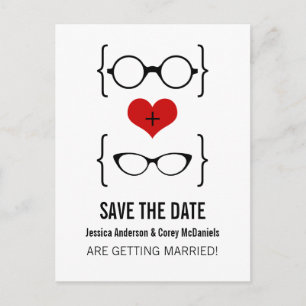 Geeky Glasses Save the Date Postcard Ankündigungspostkarte