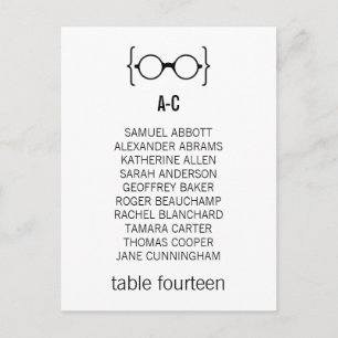 Geeky Glasses Seating Chart Postcard v1 Postkarte