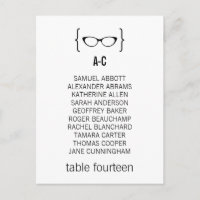 Geeky Glasses Seating Chart Postcard v2