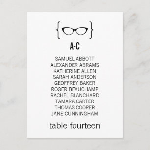 Geeky Glasses Seating Chart Postcard v2 Postkarte