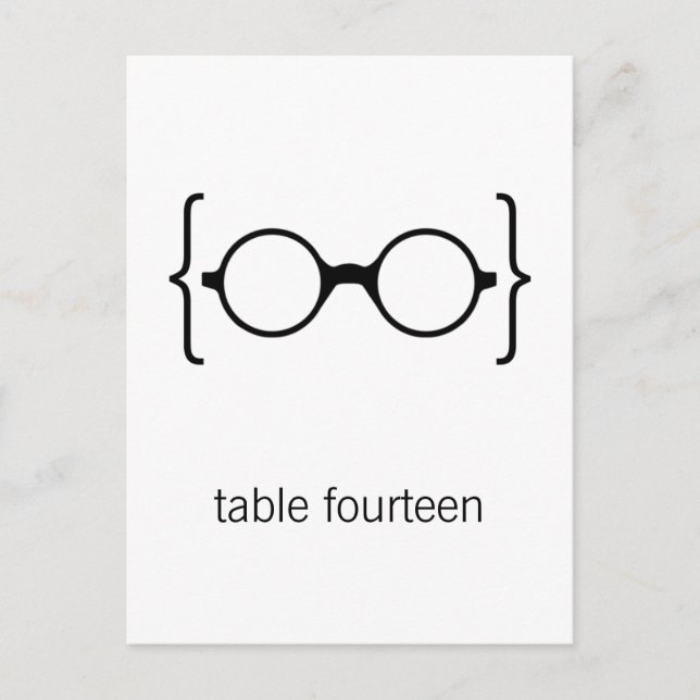 Geeky Glasses Tischnummer Postcard (Vorderseite)
