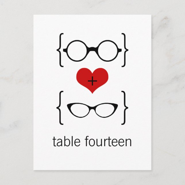 Geeky Glasses Tischnummer Postcard (Vorderseite)