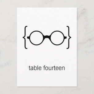 Geeky Glasses Tischnummer Postcard Orange Bkgrd
