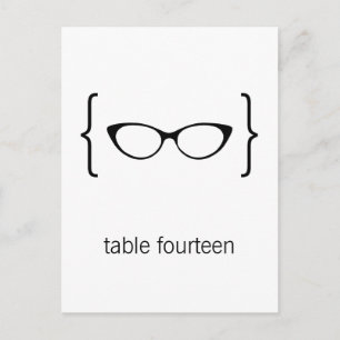 Geeky Glasses Tischnummer Postcard Orange Bkgrd2