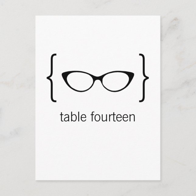 Geeky Glasses Tischnummer Postcard Orange Bkgrd2b (Vorderseite)