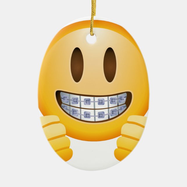 Geeky Klammern Emoji Keramik Ornament (Vorne)