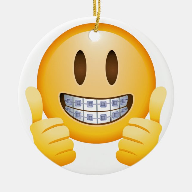 Geeky Klammern Emoji Keramik Ornament (Vorne)