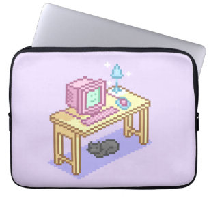 Geeky Pastel Pink Yellow Pixel Art Computer Laptopschutzhülle