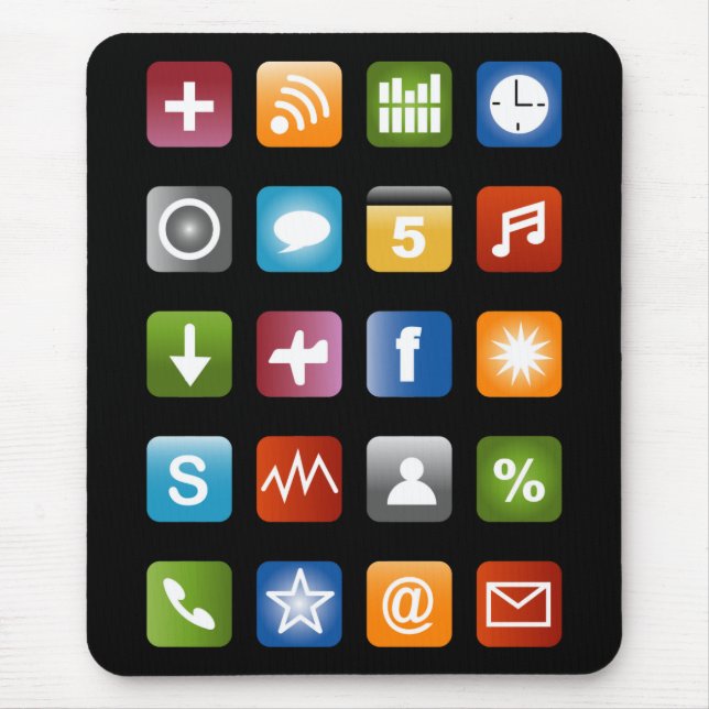 Geeky Smartphone App Icons Mauspad (Vorne)