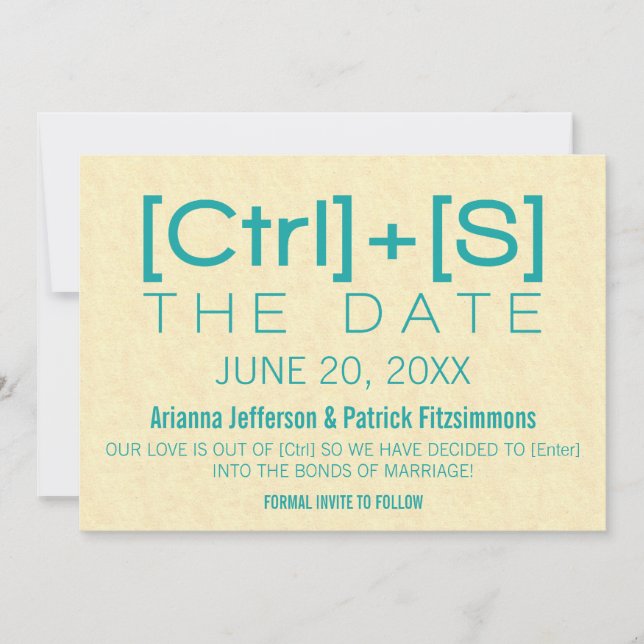 Geeky Typografie Save the Date, Aquamarin Date (Vorderseite)
