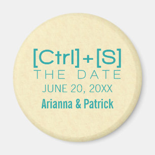 Geeky Typografy Save the Date Magnet, Aquamarin Magnet