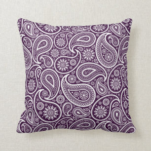 Geep Lila und Weiß Vintage Blumen Paisley Kissen