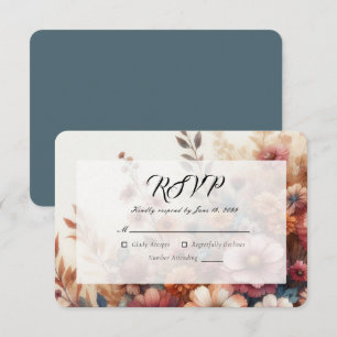 Geerntete Blütenblätter und gemalte Himmel RSVP Karte