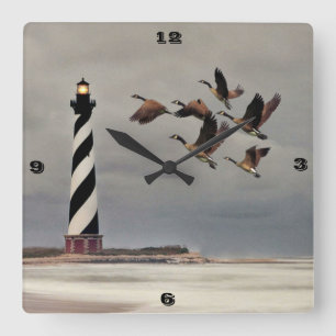 GEESE BEI CAPE HATTERAS LIGHTHOUSE QUADRATISCHE WANDUHR