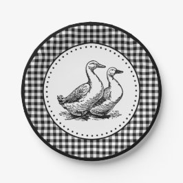 Geese Gingham Pappteller