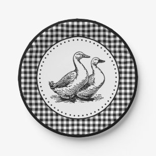 Geese Gingham Pappteller