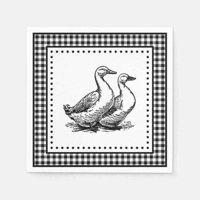 Geese Gingham Serviette (Vorderseite)